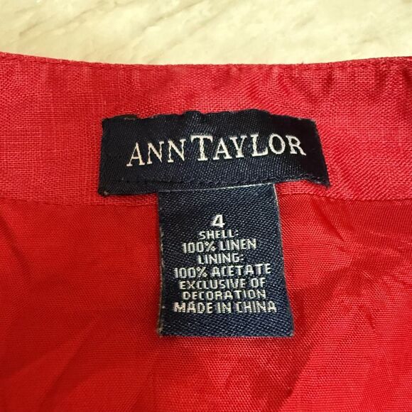 Ann Taylor vintage 100% linen embellished skirt lined size 4 - Picture 3 of 8